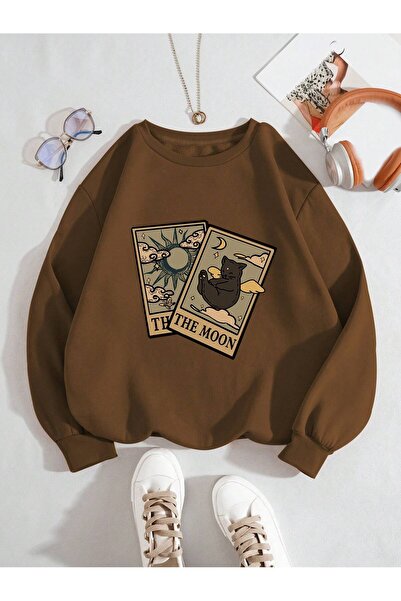 Velostra Tricou unisex Tarot Card cu imprimeu 3 Thread Inside Sha cu căptușeală din fleece i guler rotund