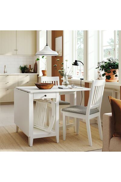 IKEA mutfak masası takımı, beyaz- bej/gri, 2 sandalyeli, katlanabilir