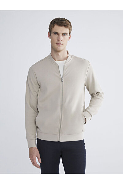 LC Waikiki Ανδρικό φούτερ με φερμουάρ SOUTHBLUE Grey Standard Fit College Collar