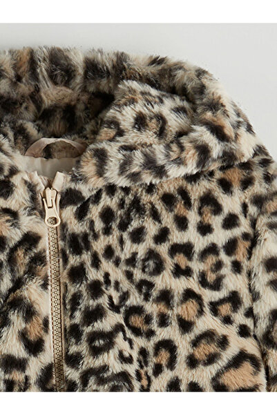 LC Waikiki Leopar Desenli Kız Çocuk Pelüş Mont