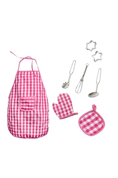 PROCART Kids Chef Set, Apron and Cooking Utensils, 8 Pieces