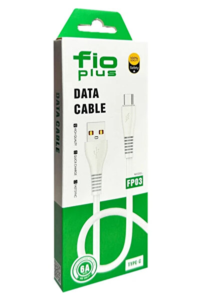 Fio Plus FP03 Type-C Hızlı Şarj Özellikli Akım Koruyuculu Şarj ve Data Kablosu 6A