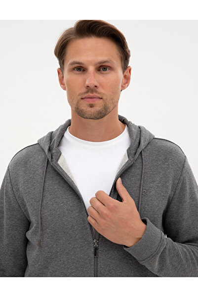 Pierre Cardin Antrasit Melanj Regular Fit Örme Hırka 50317656-VR081