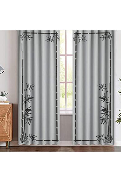 artwork ÖZGÜN BAMBU AGAÇ DESEN BASKILI KETEN KUMAŞ PANO FON PERDE ( PİLESİZ )