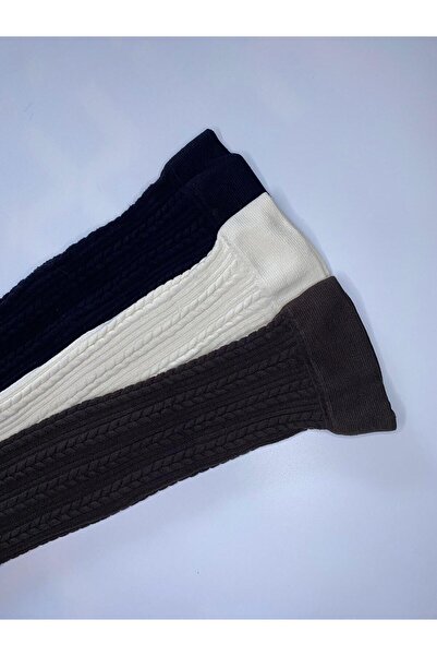 DÜVEN 3-Piece Knitted Embossed Knitwear 200 Denim Knitted Patterned Winter Colorful Knee-Length Trouser Socks (3 Socks)