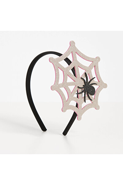 LOGO AKSESUAR Γκρι ασημί στέμμα για κορίτσια με θέμα την αράχνη για το Halloween