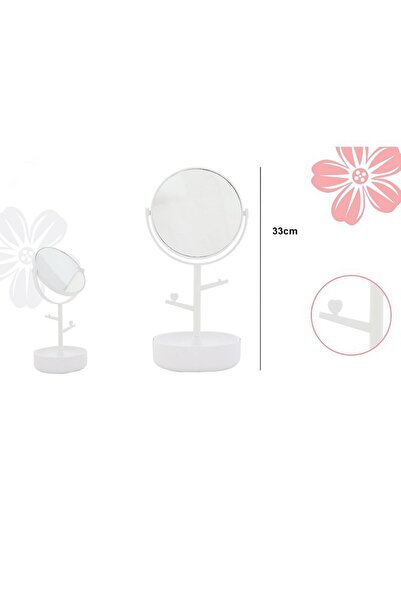 idei Oglindă de masă cu organizator de bijuterii, înălțime 33 cm, albă