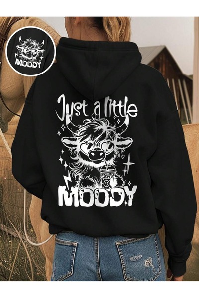 OVER HEAD Hanorac pentru femei Just a Little Moody cu imprimeu cu 3 fire