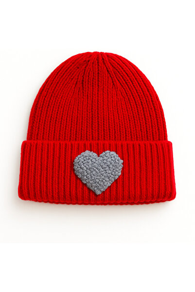 byebruketenci Red Children's and Youth Beret Grey Glitter Heart Punch Pattern Luxury Wool Hat Christmas Gift