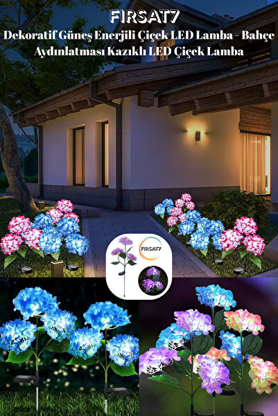 Fırsat7 1 Adet Dekoratif Güneş Enerjili Çiçek LED Lamba Bahçe Aydınlatması Ka...