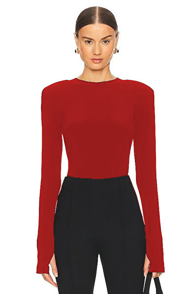 AFR CLOTHES Women's Padded Finger-Inserted Double Layer Jersey Fabric Bluse