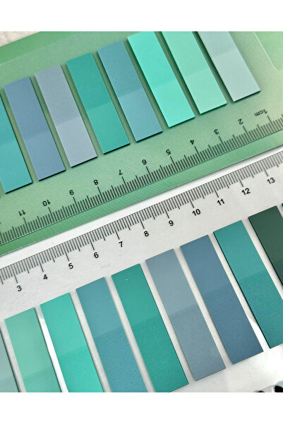 ZeCo Collection 10 Colorful Ruled Soft Light Green Tones Straight Edge Transparent Pet Index Sticker/Index Sticker/Post-It