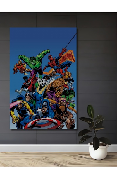 Teona Ahşap Dekoratif Ahşap Dikdörtgen Tablo Marvel Kahramanları