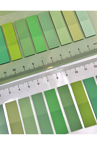 ZeCo Collection 10 Colorful Ruled Soft Green Tones Straight Edge Transparent Pet Index Sticker/Index Sticker/Post-It