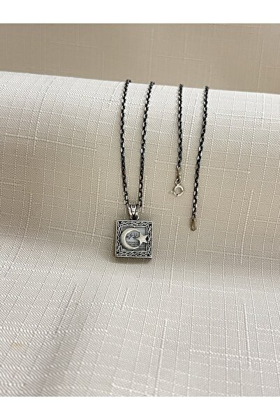 ED CAESAR AY YILDIZ KARE CEVŞEN 925 AYAR GÜMÜŞ KOLYE