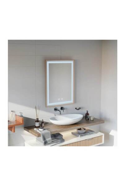 OPTIM DEKO Oglindă tactilă LED cu funcție de dezaburire, 60x80 cm, ramă aurie...