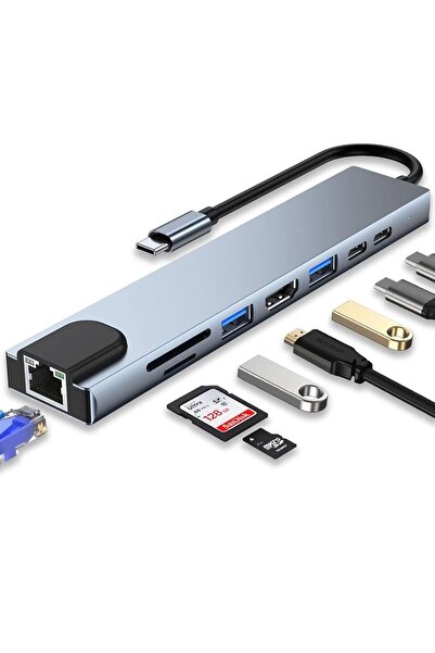 Microdigit 10 في 1 تايب C متعدد المنافذ | HDMI 4K، USB 3.0، شبكة RJ45، قارئ SD/TF، شحن سريع PD 100W – MT407TA