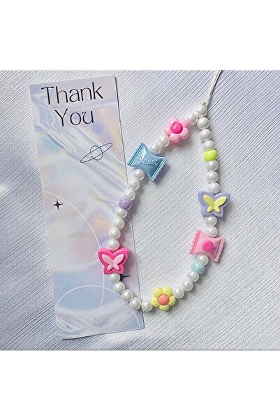 MİRAZ TASARIM Flower/Butterfly/Candy Beaded Phone Charm Phone Strap Bracelet