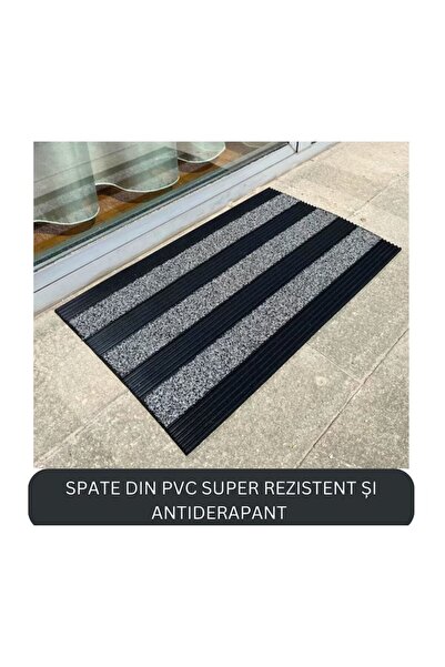 OPTIM DEKO Modern entrance mat, rubber and polyethylene, very durable, Brown, 76x46 cm