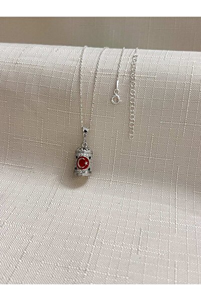 ED CAESAR AY YILDIZ CEVŞEN DUALI 925 AYAR GÜMÜŞ SİLİNDİR KADIN KOLYE