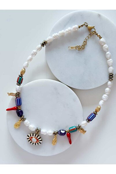 CHARMLUCKY Pearl Eye Charm Necklace