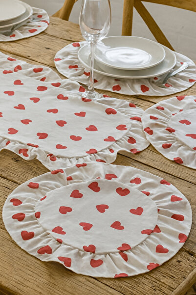 Vareni Fırfırlı Kalpli Supla Seti Pamuklu 7 Parça Runner ve Supla Seti 6 Adet...