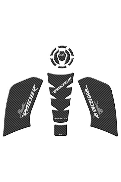 Genel Markalar Tank Pad Set 001 Karbon Beyaz - TVS Raider 125