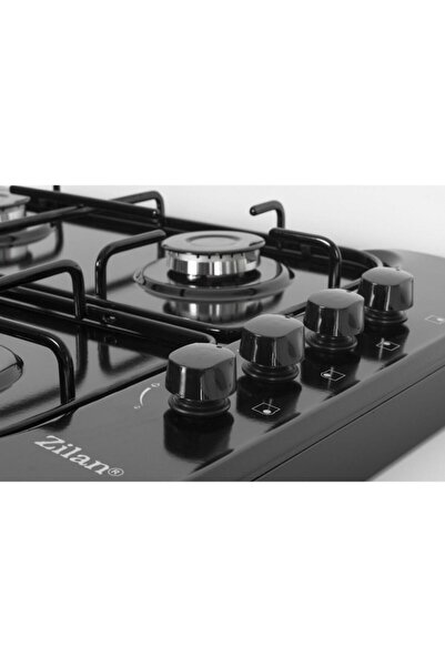 Zilan 4-burner gas stove ZLN-1518, Black Side knobs, Enameled