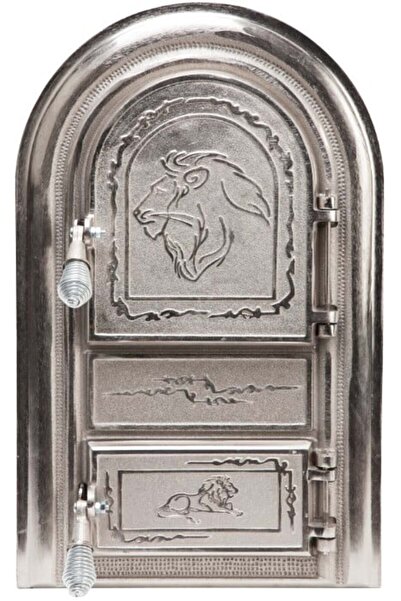 EvoTools Professional Ușă de șemineu Leo nichelată - Înălțimea ușii 555 mm Lă...