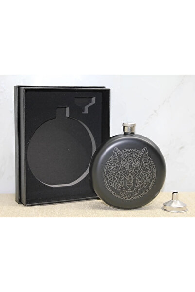 Twin Store Wolf Motif Flask Set with Funnel Alk3895