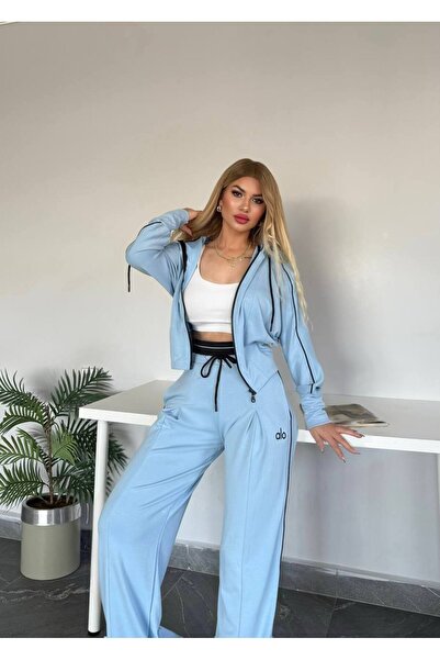 bonibon butikk Îmbrăcăminte de lux de calitate pentru femei, cu 2 fire, elastic, cu talie elastică, set de sus și de jos