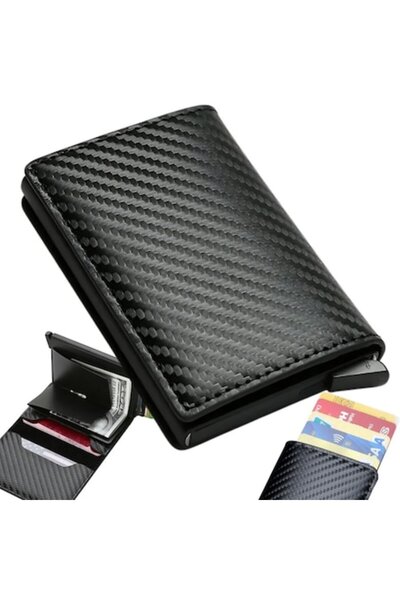 verk group Men's RFID Wallet Anti-Theft, Card Eject, -Leather, Slim, Black