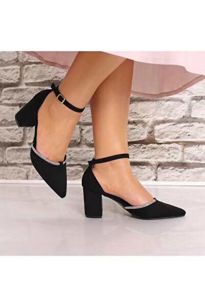 Botinelli Women's Black Heeled Shoes Made of Ecological Suede Leather Glorind...