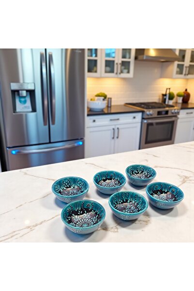 sharp&art Hand-Painted Ceramic Bowl World, Sauce, Snack, Jam Bowls, 10 Different Models, 8 cm