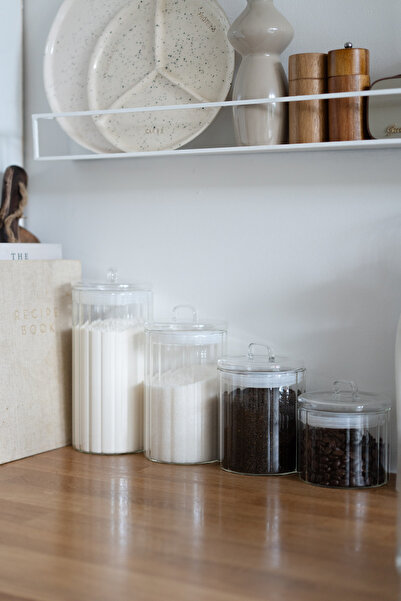 Dekorzdükkan 4-Piece Borosilicate Glass - Vacuum Lid Jar Set