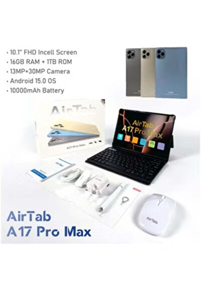 AİRTAB 10.1-Inch Smart Tablet A17 PRO MAX Android 13 with 16GB RAM & 1TB Storage