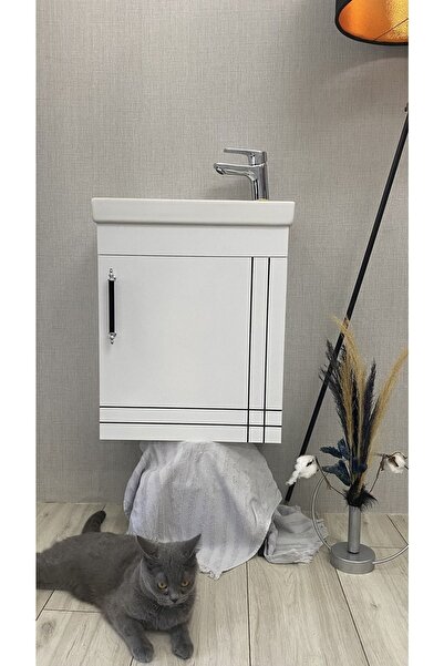 ALVİT Banyo&Tuvalet Mini Köşe Lavabo 25*45 Cm Dolap Dahil Lavabo