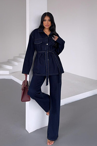 MANMARK Viral Women's Jeans Set – Oversized Denim Jacket Pants Two-Piece Set,...