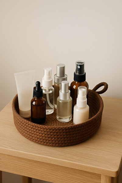 ÖRGÜM Sepet Dekoratif Organizer Salon,Mutfak,Banyo Düzenleyici 21x7 cm