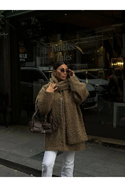 velmorafashion Velmora Premium Wool Detachable Scarf, Coat Two-Piece Set - Brown