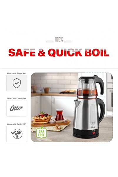 Floria ZLN-3581 Electric Kettle and Teapot Set, Stainless/Black, 2200W