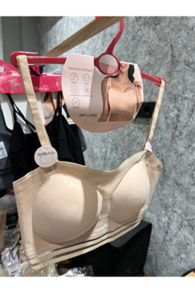 BUTİK1AVM Seamless Wire-Free Invisible Bra Removable Cup Adjustable Strap Non-Marking