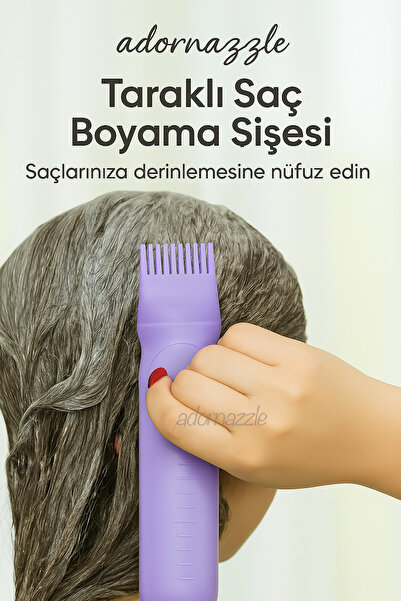 adornazzle Taraklı Saç Boyama Şişesi, Delikli Saç Boyama Şişesi, Saç Bakım Ya...