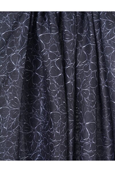 Kayra Floral Patterned Digital Print Shawl Black