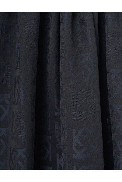 Kayra Logo Detailed Viscose Shawl Black