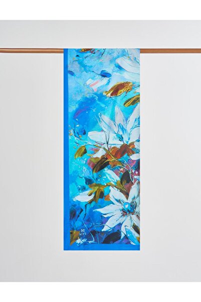 KYR Floral Pattern Viscose Shawl Indigo