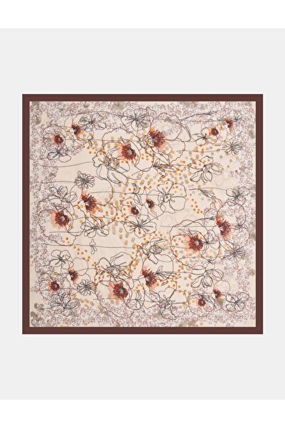 KYR Κασκόλ από βισκόζη με σχέδιο καφέ