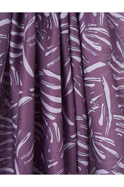Kayra Abstract Pattern Digital Print Shawl Eggplant Purple