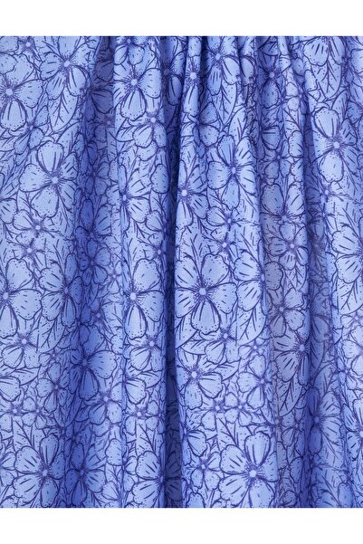 Kayra Floral Pattern Digital Print Shawl Indigo