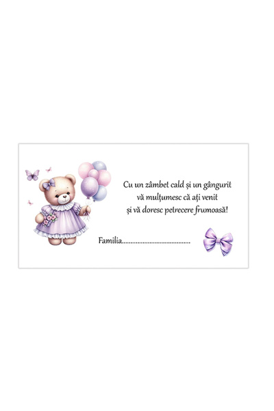 OEM Plic Bani BotezUrsuleț Mov - set 50 buc